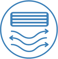 Continuous and automatic orientation of air flow from right to left