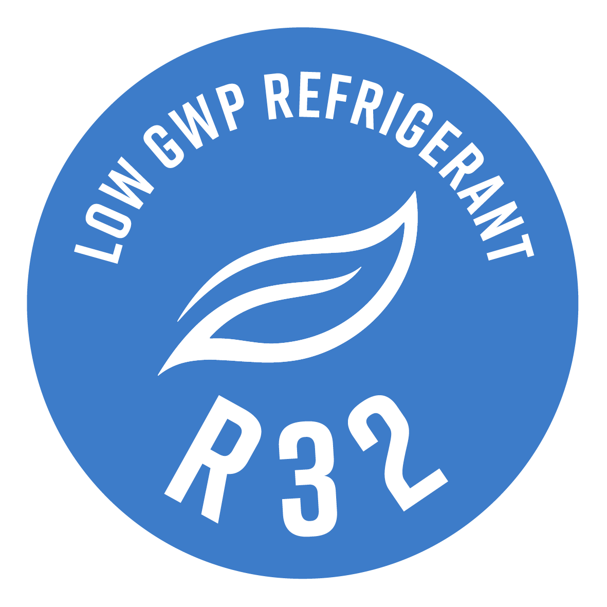 It uses R32 refrigerant, which has a greenhouse effect reduced by almost 70% (compared to R410A).