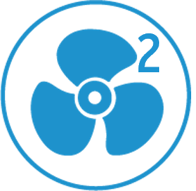 Double-fan tower design for improved air distribution in any space.
